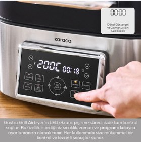 Resim Karaca 6 Kişilik Geniş Hacim Dijital Ekran ve 7 Ön Programlı Premium Airfryer ve Izgara Makinesi 6lt 