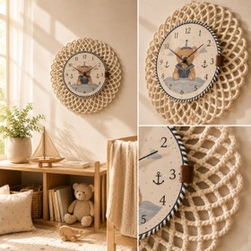 Resim SEVİMLİ DENİZCİ AYICIK TEMALI ÇOCUK ODASI SAATİ 43 CM 