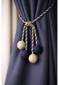 Resim 4 Toplu Halat Sarım Tavan Braçöl Fon Ve Tül Perde Bağı Lacivert-vizon 1 Adet Lacivert - Vizon 