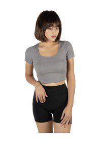 Resim Terapi Men Gri Havuz Yaka Fitted/vücuda Oturan Kısa Kol Crop Tişört Gri 