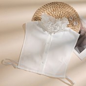 Resim Çift Katmanlı Dantel Süslemeli Sahte Yaka Ruffles Dickie Yaka Kadınlar İçin Çıkarılabilir Stand Up Yaka 