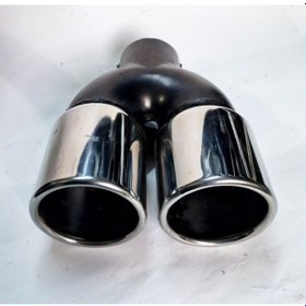 Resim 76 Mm. Krom Düz Eşit Dual Çift Çıkışlı Paslanmaz Egzoz Eksoz Ucu 