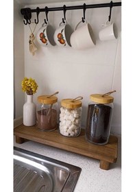 Resim Ahşap Kesme Tahtası - Ayaklı Sunumluk Ahşap 