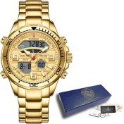 Resim Hanyang Altın Rengi Lıge Rahat Spor Saatler Erkekler Için Üst Marka Lüks Askeri Çelik Kol Saati Adam Saat Moda Chronograph Kol Saati (Yurt Dışından) 