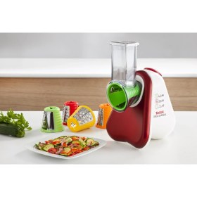 Resim Tefal Fresh Express 3 in 1 200 Watt Meyve ve Sebze Rende Doğrayıcı Rondo Cam Hazneli Açık Kırmızı 