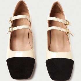 Resim Mubiano Hakiki Deri Collection Kadın Düz Rugan Babet Bej/siyah - Mcsr1008 - Bjs Bej/siyah 