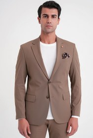 Resim Efor Comfort Fit Çift Yırtmaç Pamuk Karışım Dokulu Tütün Blazer Ceket C 722 