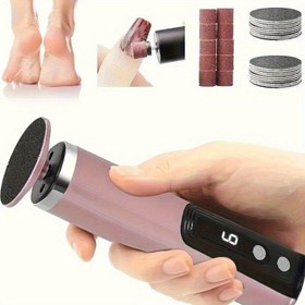Resim 2'si 1 Arada Elektrikli Ayak Pedikür ve Tırnak Dosya Makinesi - USB Şarj Edilebilir Ayak Öğütücü, Ayarlanabilir Hız, Taşınabilir Pedikür Aracı, Kum Parçası Başlığı ve Kum Parçası Pedli ile Donatılmış, Ergonomik Tasarım, Ev ve Salon Kullanımı İçin Uygun 