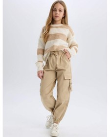 Resim DeFacto Kız Çocuk Paraşüt Kargo Jogger Paça Pamuklu Pantolon D7608A825SPBG739 Bej 