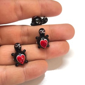 Resim Murano Cam Kaplumbağa Kalpli -Siyah 