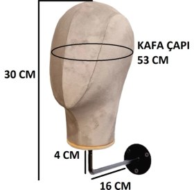 Resim Manken İstanbul Duvara Monte Bayan Kumaş Kaplı Kafa Mankeni 