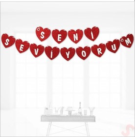 Resim Kalpli Seni Seviyorum Simli Eva Banner, 2 mt 