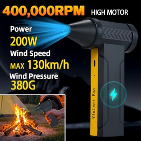 Resim 400.000 RPM Taşınabilir Turbo Jet Fan Hava Üfleyici, 380g İtme Gücüyle Taşınabilir Hava Üfleyici, MAX 130km/h Rüzgar Hızı ile Soğutma Yüksek Teknoloji Üfleyici, Type-C Hızlı Şarj, 10000mAh Pil, Fırçasız Motor ile Kar Giderme, Barbekü, Kamp, Babalar Günü Hediyesi 