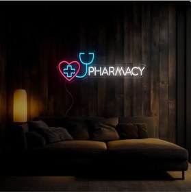 Resim Pharmacy Yazılı Ve Şekilli Neon Tabela Beyaz 
