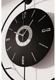 Resim MetaQuartz Aksesuar Büyük Boy - 50 75 Cm Ledli Siyaha Siyah Kadranlı Lux Metal Duva Siyah 