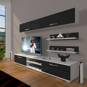 Resim Decoraktiv Eko 5 Mdf Dvd Tv Ünitesi Tv Sehpası Beyaz Siyah 