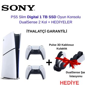Resim Sony Ps5 Slim Digital 1 Tb SSD Oyun Konsolu + Dualsense 2 Kol+3d Kulaklık ve Şarj Istasyonu Hediye 