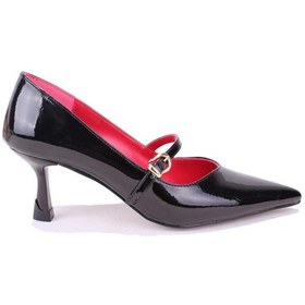 Resim Dagoster Dza07-389100 Siyah Rugan Stiletto Topuklu Kadın Ayakkabı 001 