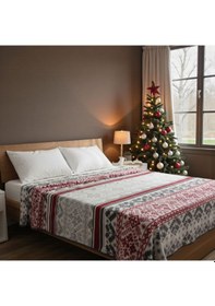 Resim Lüks Yıl Başı Desenli Battaniye . Çift Taraflı Yumuşak Şık 180 230 Boyutunda Çok Renkli 