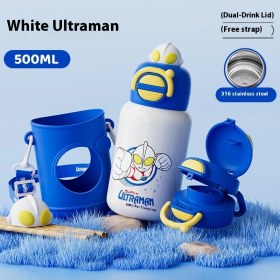 Resim Qqtabc Termal Bardak Tek Kapaklı Çift Içmeli Termal Kupa Taşınabilir Dış Mekan Pipetli Termal Kupa (Yurt Dışından) 