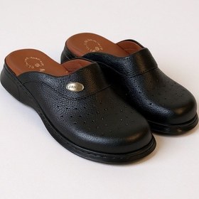 Resim Hipokrat Hp650 Hakiki Deri Ortopedik Sabo Terlik Doktor Hastane Aşçı İş Terliği Siyah 