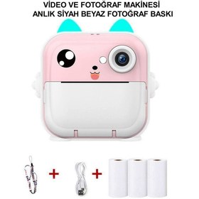 Resim whitetech Dijital Fotoğraf Makinesi Hd Mini Çocuk Kamerası Termal Yazıcı Baskı Anında Fotoğraf Sd Kart Giriş 