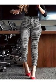 Resim Genel Markalar Kadın Yüksek Bel Desenli Dalgıç Pantolon 