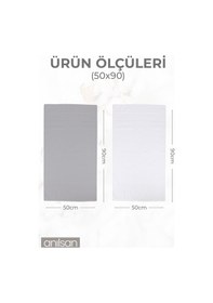 Resim 4'lu Greek Gri-beyaz El Havlusu - 50x90 Cm, 225 Gr, %100 Pamuk, Spa Ve Otel Havlusu Gri - Beyaz 