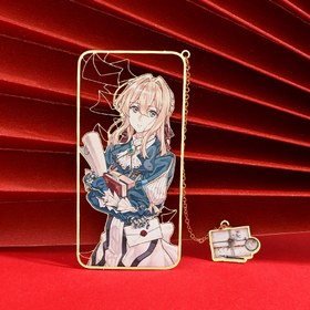 Resim Violet Evergarden Metal Kitap İşareti - Kitap İllüstrasyonu ile Hüzünlü Eve, Anime Severler için Dayanıklı Metal Kitap İşareti, Kitap Severleri için İdeal Hediye, Kitap Sayfa İşaretleri | Anime Karakter Kitap İşareti | Dayanıklı Kitap İşareti, Anime Kitap İşaretleri 