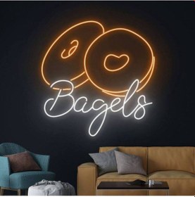 Resim Bagels Yazılı Ve Şekilli Neon Tabela Çok Renkli 