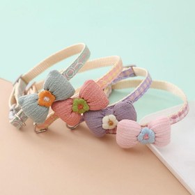 Resim Fiyonklu Kedi Tasması - Çok Hafif - Açık Pembe Renkli Fiyonk 