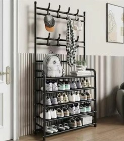 Resim Zemin Ayakkabılıği Askılı, Metal, Raflı 458473957 Siyah 
