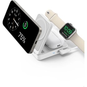 Resim Anker Maggo Kablosuz Şarj Istasyonu (Katlanabilir 3'ü 1 Arada) - MagSafe için Apple Watch Şarj Cihazı (40W USB-C Şarj Cihazı Dahil) - B2557 - Beyaz 