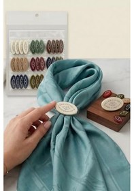 Resim 48'li Paket Renkli Kristal Taşlı Eşarp Ve Şal İğnesi Seti Lüks Tasarım Güvenli İğne Çok Renkli 