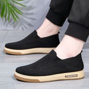 Resim Erkek Casual Slip-On Sneakers - Hafif, Nefes Alabilen Knit Üst, Kaymaz PVC Taban, Yuvarlak Burun Loafers Casual Attire, Allseason Ayakkabı | Minimalist Tasarım | Dayanıklı Taban Ayakkabı 