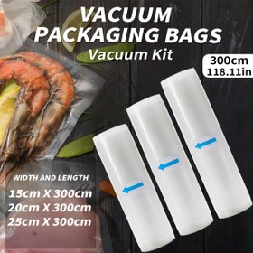 Resim 3 farklı boyut kombinasyonlu 3m vakumlu kapaklı rulo gıda torbaları, bisfenol A içermeyen, yedi katmanlı ko ekstrüzyonlu elmas desenli vakumlu film torbaları, vakumlu saklama torbaları, desenli film gıda ambalaj torbaları 