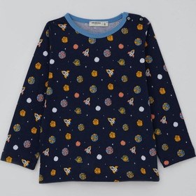 Resim Breeze Erkek Bebek Pijama Takımı Galaksi Temalı 9 Ay-3 Yaş, Lacivert 