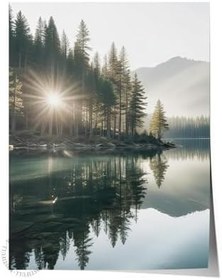 Resim Postifull Morning View Lake Poster, Çerçevesiz Duvar Posteri, Dikey Duvar Tablosu Comfort Serisi No:108299;30 X 42 Çerçevesiz Poster 