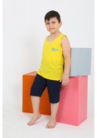 Resim Akbeniz Erkek Çocuk Sıfır Kol Şortlu Sarı Penye Pijama Takımı 20435 