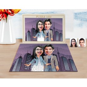 Resim Bk Gift Kişiye Özel Sevgililer Karikatürlü 1000 Parça Profesyonel Puzzle-81 