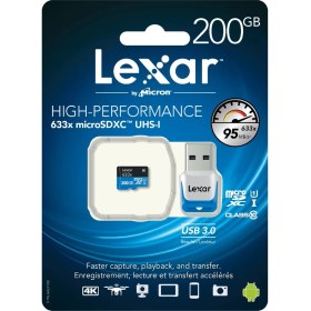 Resim Lexar 200GB 633X microSDXC UHS-I 95Mb/sn + USB3.0 (Class 10) U1 Hafıza Kartı 