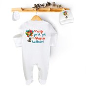 Resim Niles Baby design for baby Paniğe Gerek Yok Dayım Halleder Yazılı Tulum Set (tulum Bere Eldiven) 