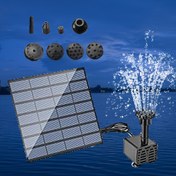 Resim 1 adet 1.5w Güneşli çeşme, 6 nozullu güneş enerjili çeşme, kuş banyoları, göletler, bahçeler ve akvaryumlar için mükemmel, kuş su besleyici, açık hava çeşme DIY kiti, pil gerektirmez 