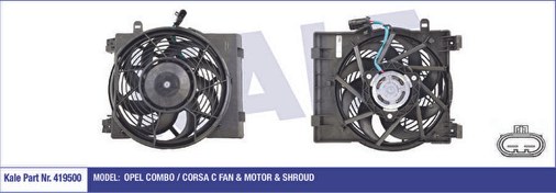 Resim FAN MOTOR DAVLUMBAZ OPEL COMBO/CORSA C 170W 294MM KALE 419500 KALE