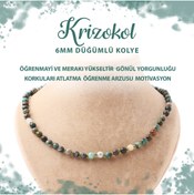 Resim Deniz Doğal Taş Sertifikalı Krizokol 6 Mm Düğümlü Doğal Taş Kolye 
