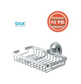 Resim Çelik Banyo Paslanmaz Pirinç Mercan 10x19 Rozetli Sabunluk Süngerlik Krom 