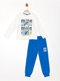 Resim Looney Tunes Lisanslı Çocuk Pijama Takım 18464 Ekru|3 Yaş 