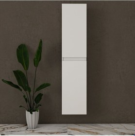 Resim Özceden Asma Banyo Boy Dolabı 130 X 35Cm Parlak Beyaz Mdf Beyaz 