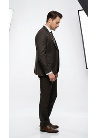 Resim Erkek Slim Fit Takım Elbise Yelekli Modern Kesim Likralı Esnek Kumaş Kırışmaz Şık Düğün Davet Takımı Siyah 