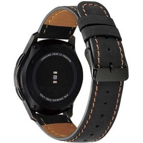 Resim Gear S3 22mm Uyumlu KRD-29 Deri Zore Kordon-Siyah 